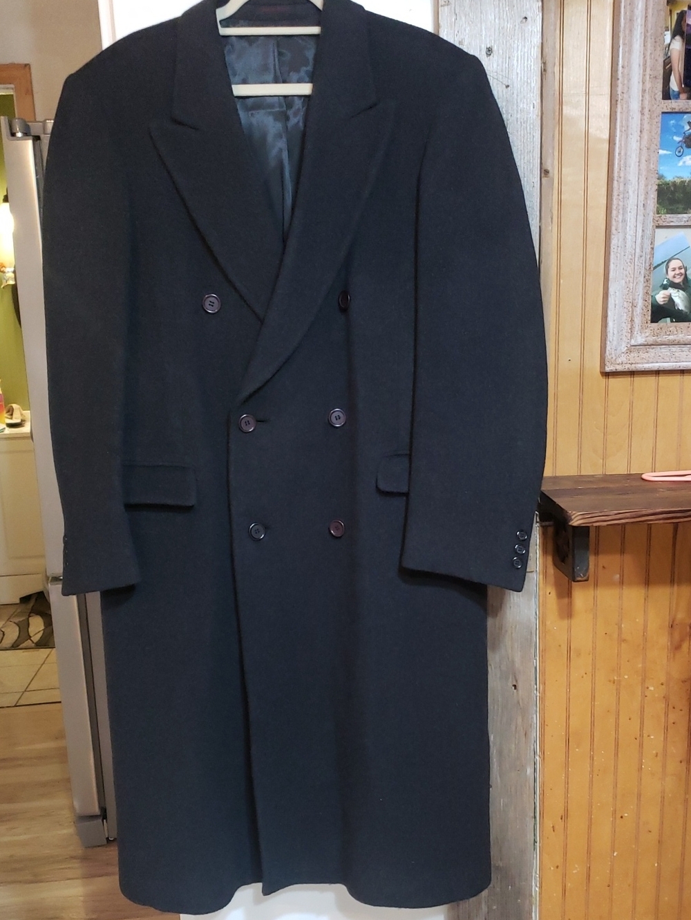 Mens Double Brested Over Coat Wool Cashmere Blend Quality Made In Brazil 42L